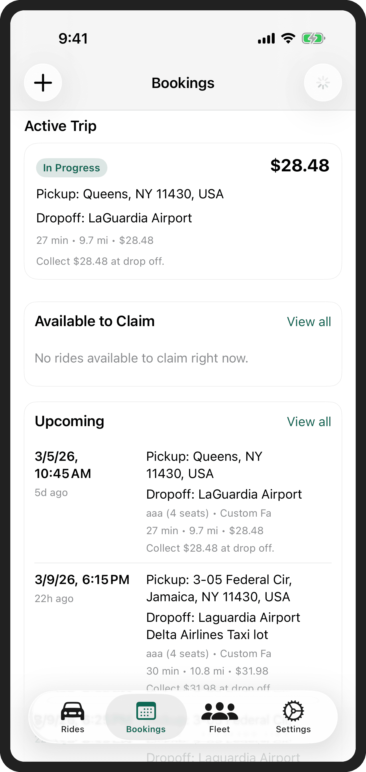 Bookings & On-Demand Dispatch